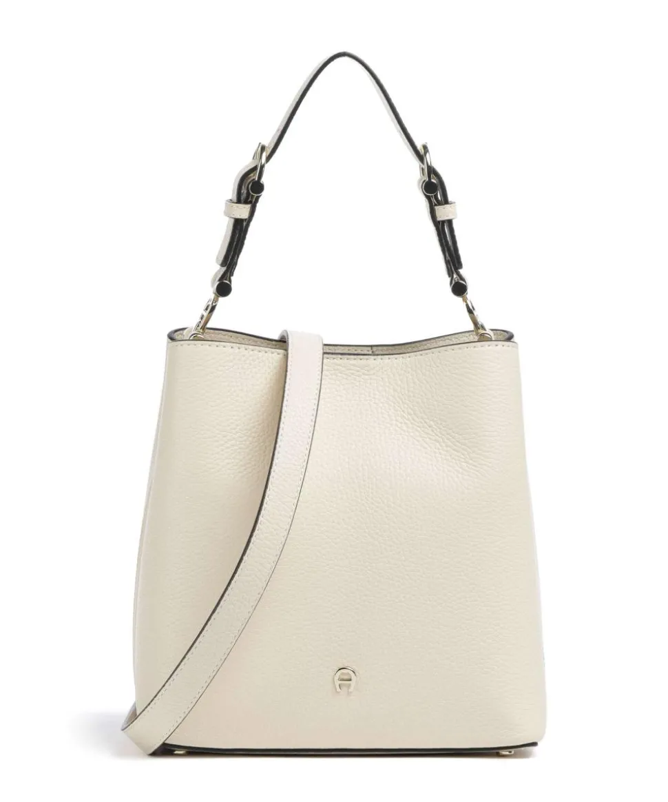 Delia S Bucket bag genarbtes Rindsleder creme