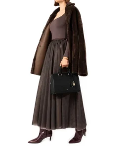 Delia S Handtasche genarbtes Rindsleder schwarz