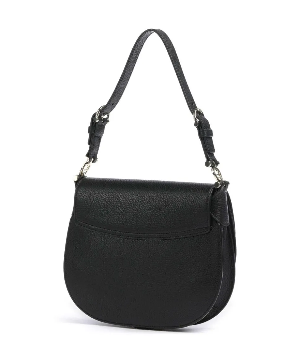 Delia S Schultertasche genarbtes Rindsleder schwarz