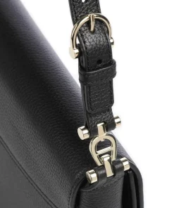 Delia S Schultertasche genarbtes Rindsleder schwarz