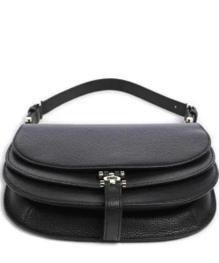 Delia S Schultertasche genarbtes Rindsleder schwarz