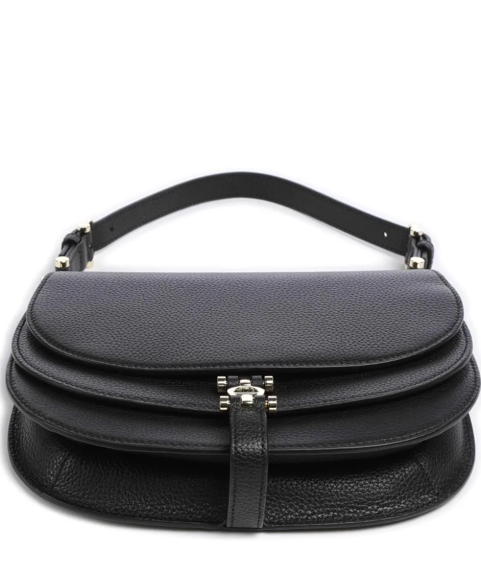 Delia S Schultertasche genarbtes Rindsleder schwarz