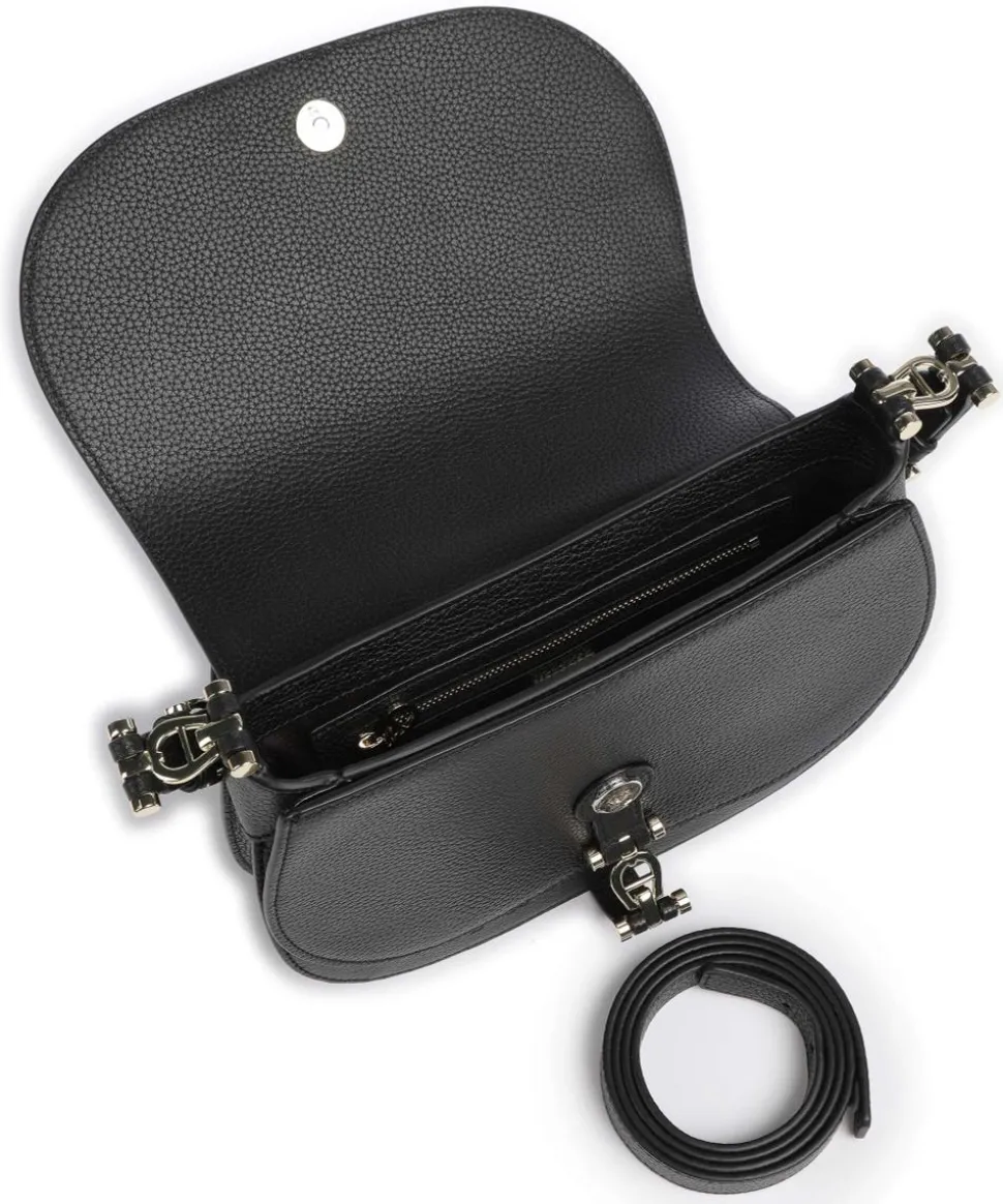 Delia S Schultertasche genarbtes Rindsleder schwarz