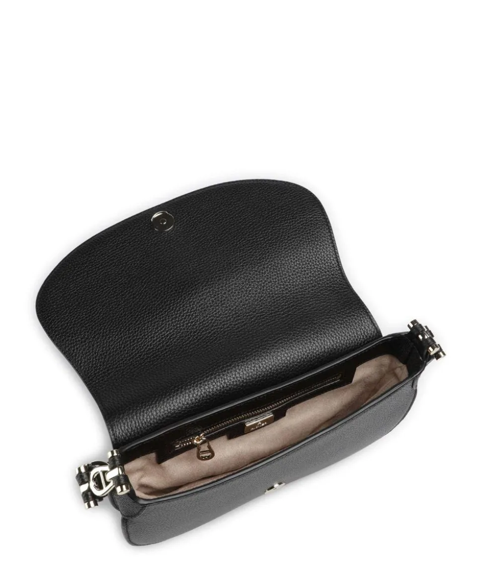 Delia S Schultertasche genarbtes Rindsleder schwarz