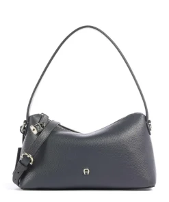 Delia S Schultertasche genarbtes Rindsleder dunkelgrau