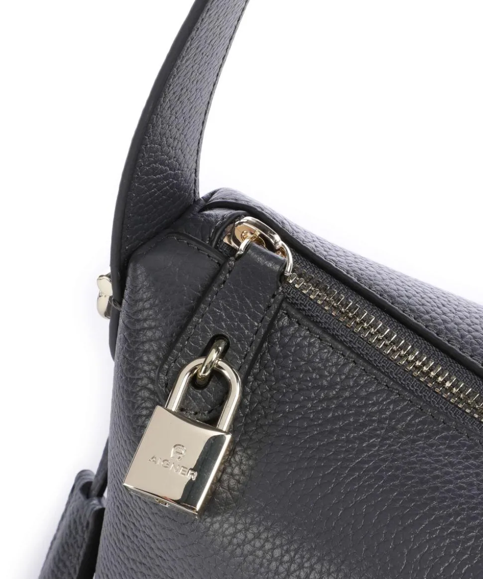 Delia S Schultertasche genarbtes Rindsleder dunkelgrau