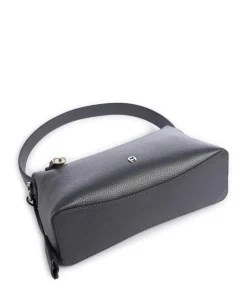 Delia S Schultertasche genarbtes Rindsleder dunkelgrau