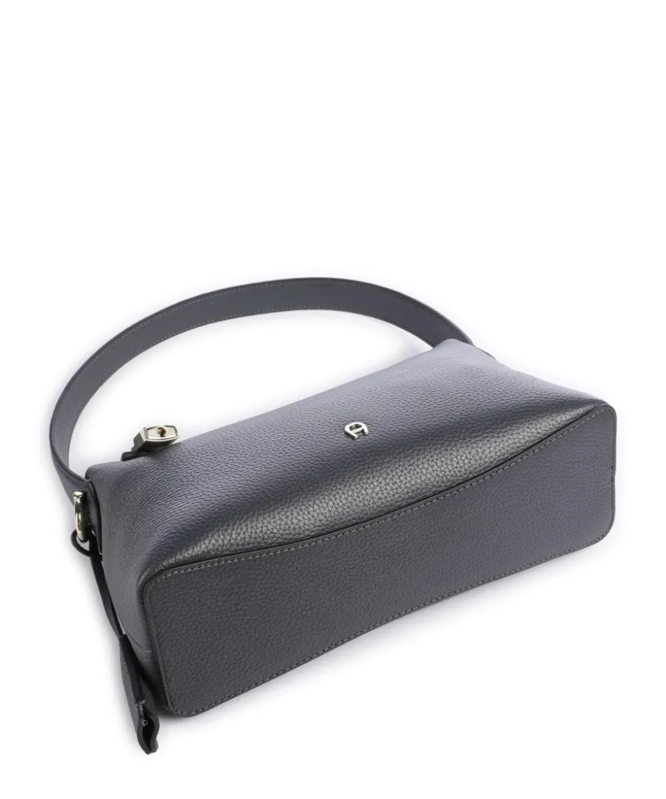 Delia S Schultertasche genarbtes Rindsleder dunkelgrau