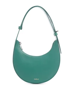 Delizia Mini Schultertasche fein genarbtes Leder petrol