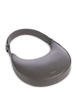 Delizia Mini Schultertasche fein genarbtes Leder dunkelgrau