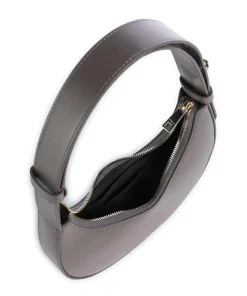 Delizia Mini Schultertasche fein genarbtes Leder dunkelgrau