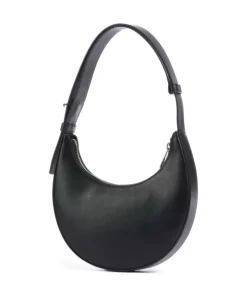 Delizia Mini Schultertasche fein genarbtes Leder schwarz