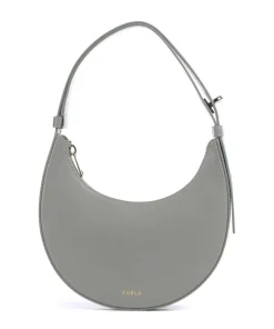 Delizia Mini Schultertasche fein genarbtes Leder grau