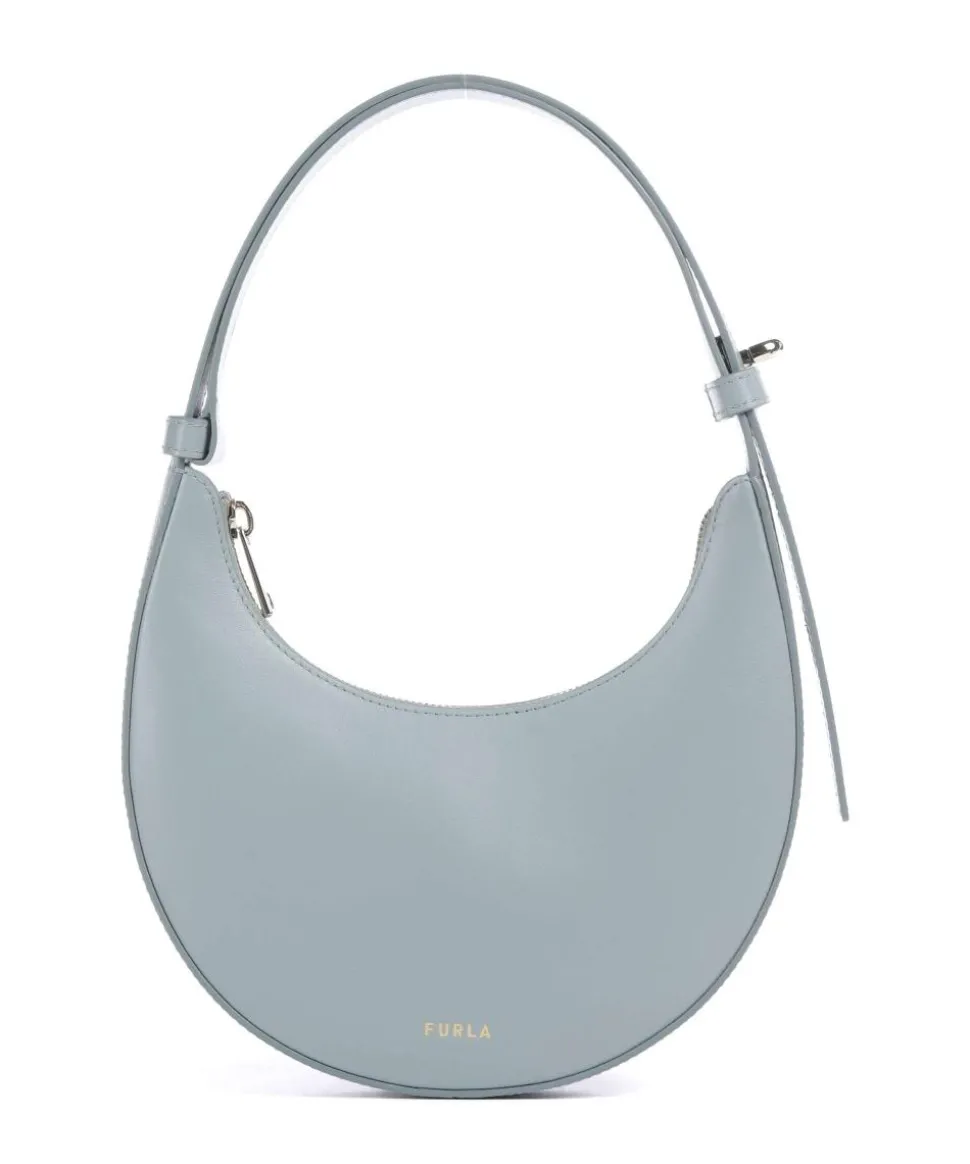 Delizia Mini Schultertasche fein genarbtes Leder blaugrau