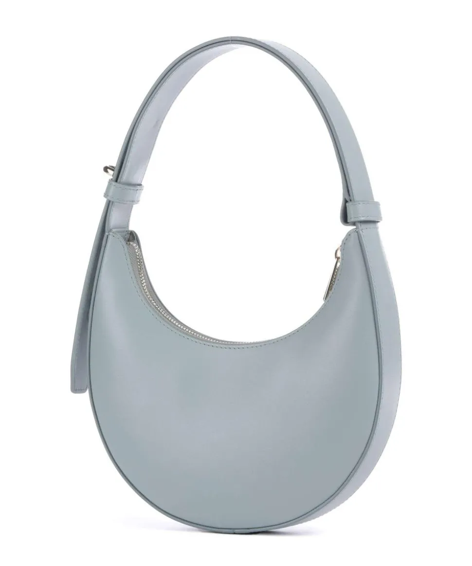 Delizia Mini Schultertasche fein genarbtes Leder blaugrau