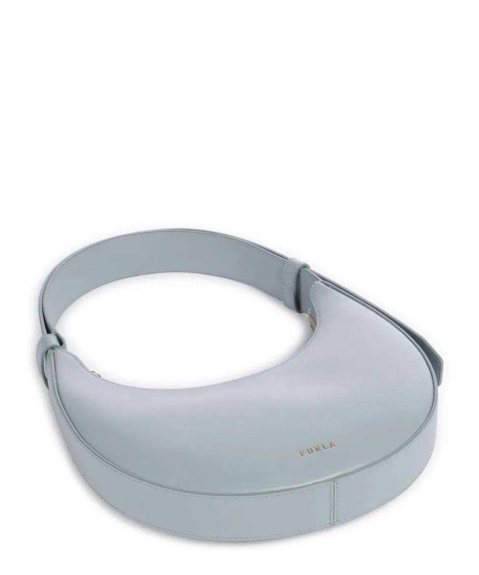 Delizia Mini Schultertasche fein genarbtes Leder blaugrau