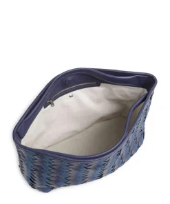 Devonshire Row Handtasche genarbtes Rindsleder, Polyester dunkelblau