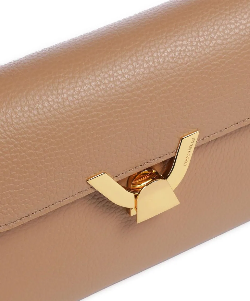 Dew Schultertasche genarbtes Rindsleder hellbraun