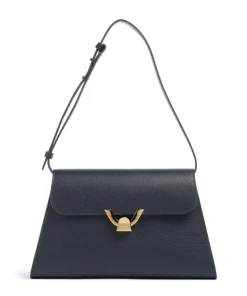 Dew Schultertasche genarbtes Leder navy