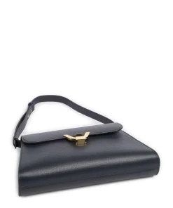 Dew Schultertasche genarbtes Leder navy