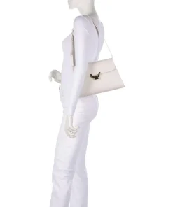 Dew Schultertasche genarbtes Leder weiß