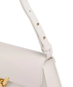 Dew Schultertasche genarbtes Leder weiß