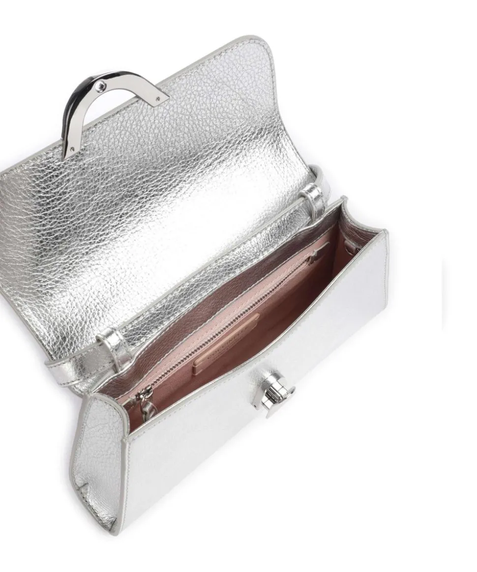 Dew Schultertasche genarbtes Rindsleder silber