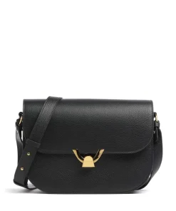 Dew Schultertasche genarbtes Leder schwarz