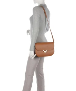 Dew Schultertasche genarbtes Leder braun