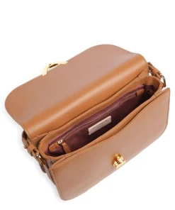 Dew Schultertasche genarbtes Leder braun