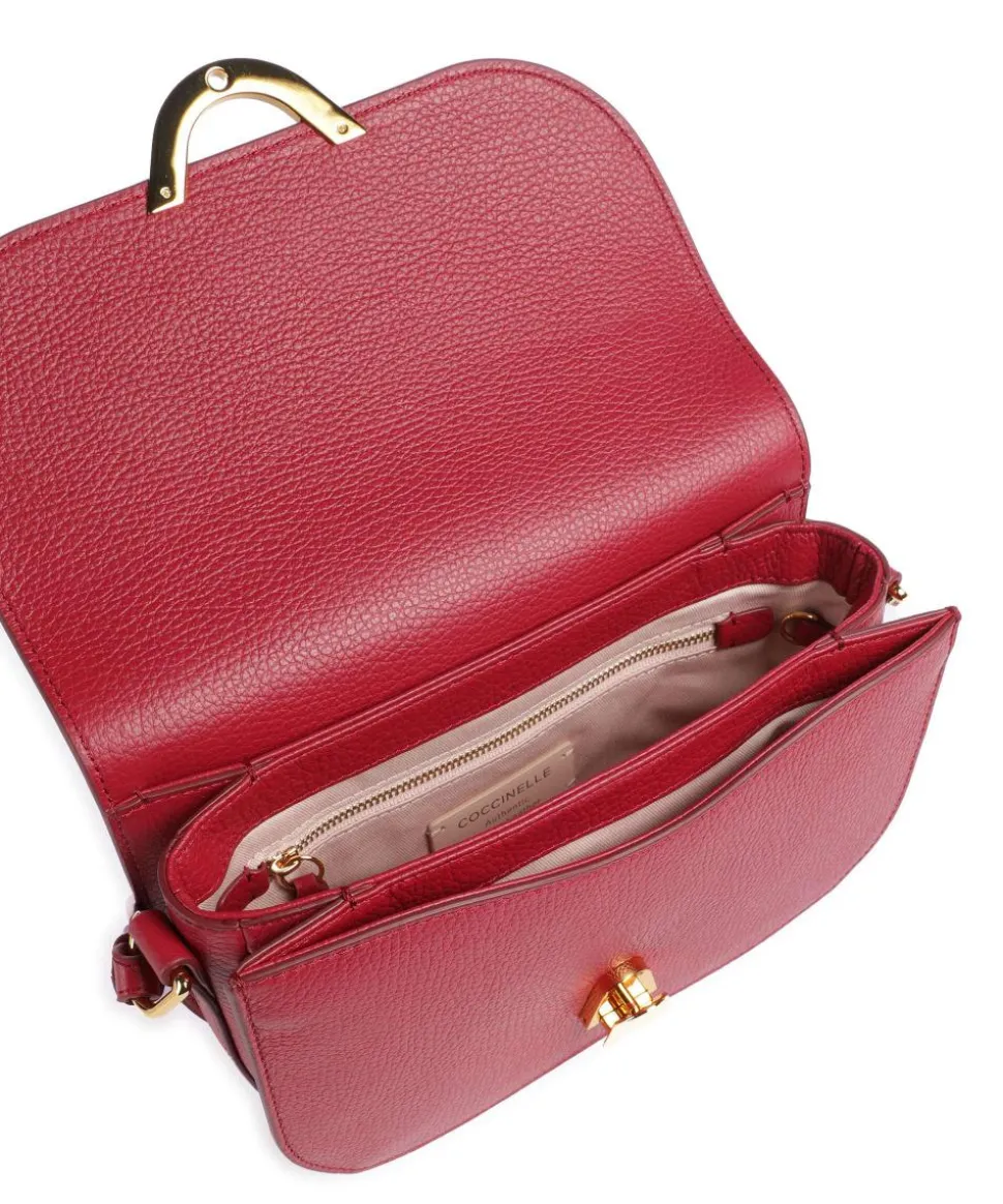 Dew Umhängetasche genarbtes Leder rot