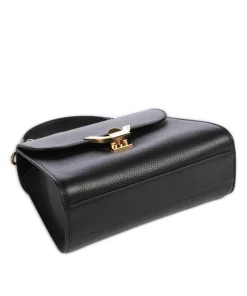 Dew Umhängetasche genarbtes Rindsleder schwarz