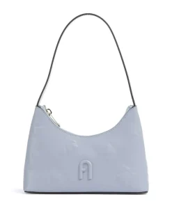 Diamante Mini Schultertasche fein genarbtes Leder hellblau