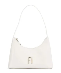 Diamante Mini Schultertasche fein genarbtes Leder creme