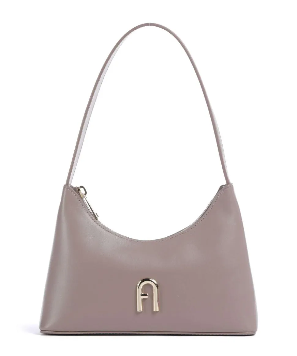 Diamante Mini Schultertasche fein genarbtes Leder taupe