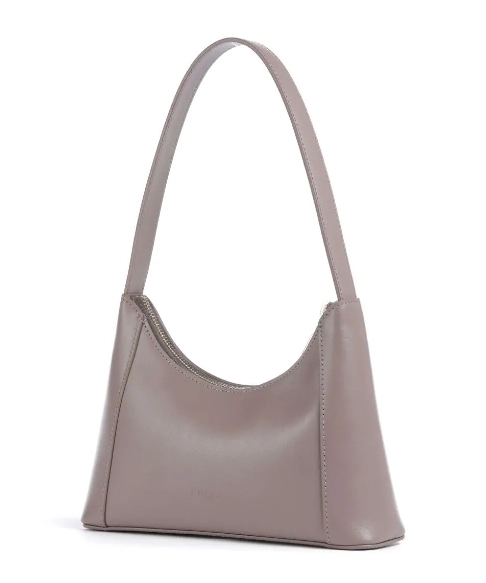 Diamante Mini Schultertasche fein genarbtes Leder taupe
