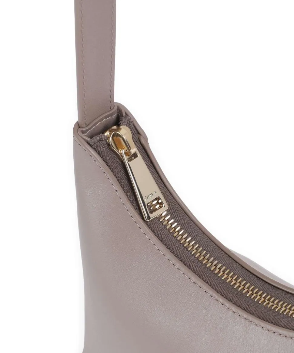 Diamante Mini Schultertasche fein genarbtes Leder taupe