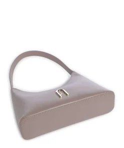 Diamante Mini Schultertasche fein genarbtes Leder taupe