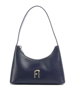 Diamante Mini Schultertasche fein genarbtes Leder navy