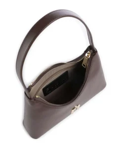 Diamante Mini Schultertasche fein genarbtes Leder dunkelbraun