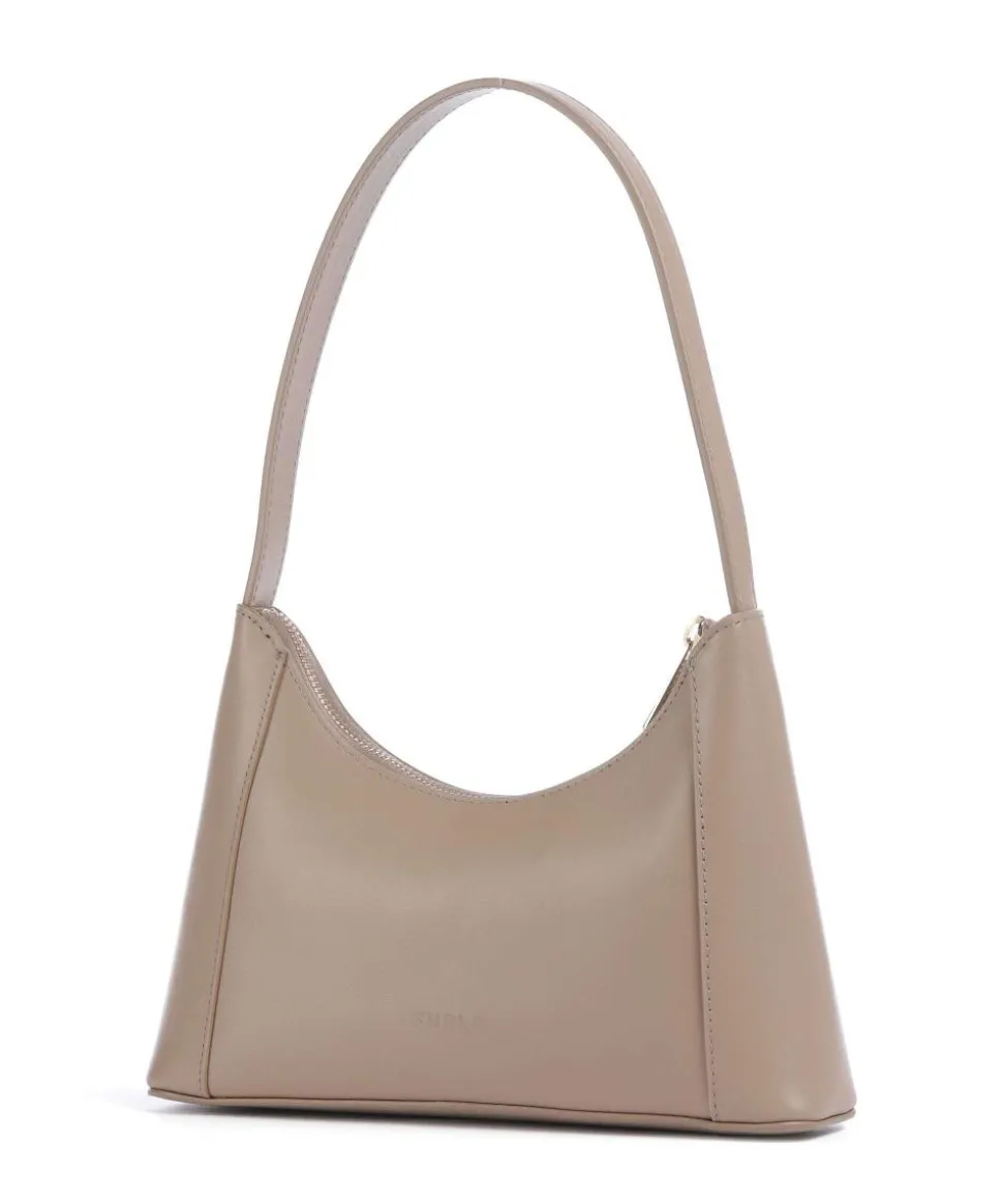 Diamante Mini Schultertasche fein genarbtes Leder taupe