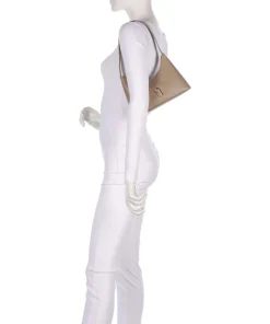 Diamante Mini Schultertasche fein genarbtes Leder taupe