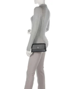 Diamante Mini Umhängetasche fein genarbtes Leder schwarz