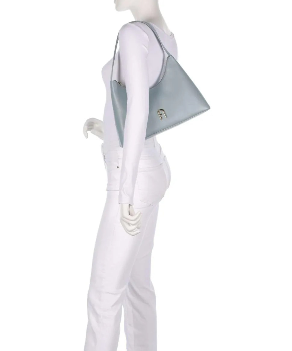 Diamante S Schultertasche Leder blaugrau