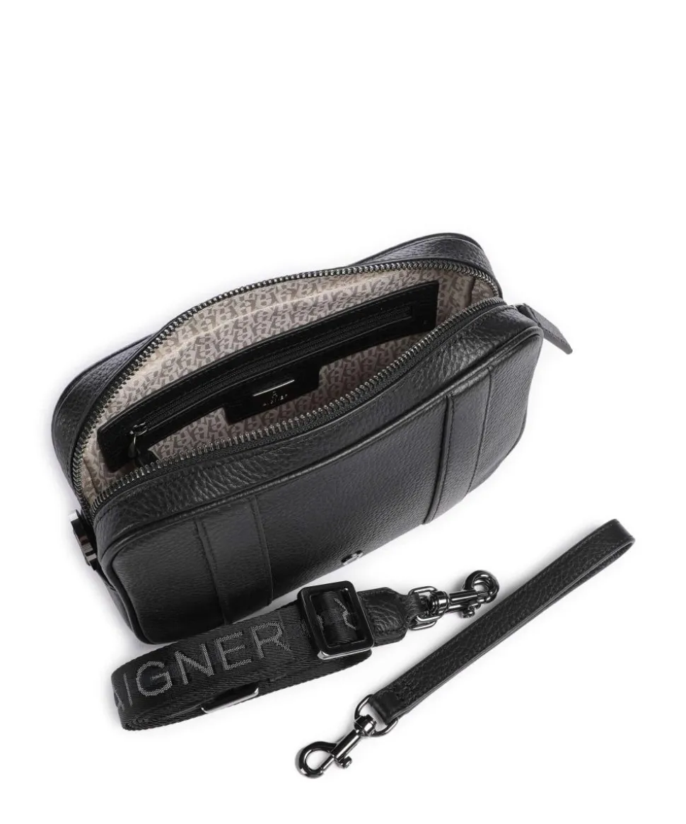 Diego S Umhängetasche genarbtes Rindsleder schwarz