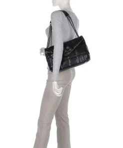 Diva Schultertasche fein genarbtes Leder schwarz