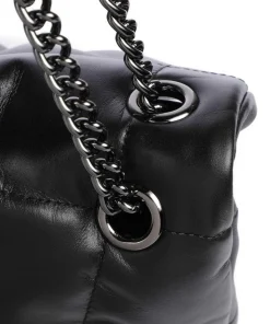 Diva Schultertasche fein genarbtes Leder schwarz