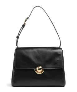 Domus S Schultertasche fein genarbtes Leder schwarz