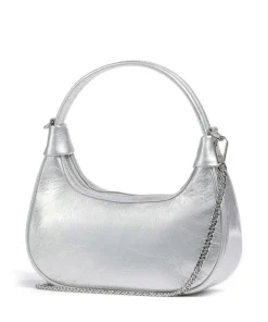 Donna Aura Schultertasche weiches Rindsleder silber