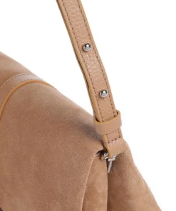 Dorian Schultertasche aufgerautes Rindsleder hellbraun